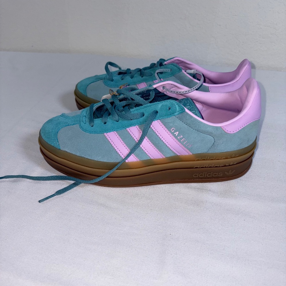 adidas Gazelle Bold 9.5 Blue Pink New Platform Suede Sneakers JS3894